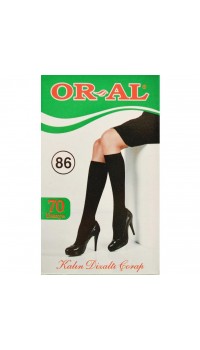 12 Çift Oral Bayan Dizaltı Çorap Kalın 70 Denye Yeşil Kutu