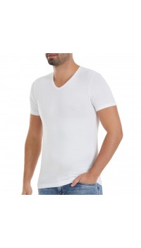 6 Adet Yıldız Erkek Bambu V Yaka T-Shirt Fanila Beyaz 480