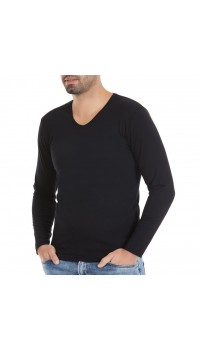 6 Adet Yıldız Erkek Likralı Uzun Kollu T-Shirt Fanila Siyah 351