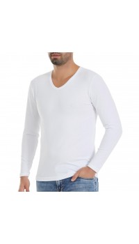 6 Adet Yıldız Erkek Likralı Uzun Kollu T-Shirt Fanila Beyaz 350