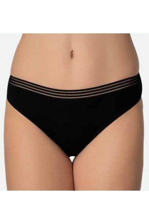 İmer Bayan Modal İnce Tül Çizgili Lastik Slip Bikini Külot 4275