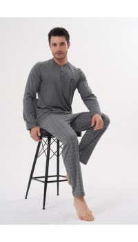 Mecit 2982 Erkek Füme Büyük Beden Uzun Kollu Pijama Takımı