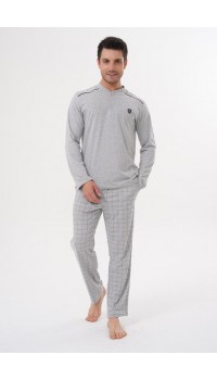 Mecit 2982 Erkek Gri Büyük Beden Uzun Kollu Pijama Takımı