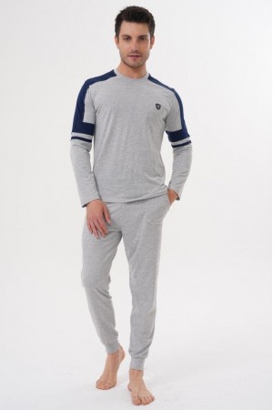 Mecit 2990 Erkek Gri Uzun Kollu Pijama Takımı