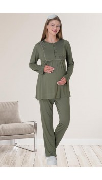 Mecit 5828 Bayan Yeşil Lohusa Hamile Pijama Takımı