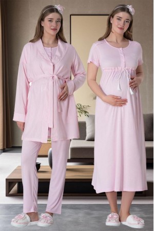 Mecit 6061 Bayan Pembe Sabahlık Gecelik Pijama Hamile Lohusa Set