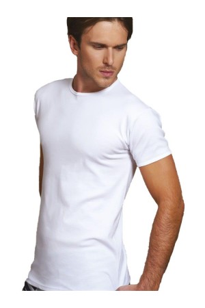 X-Man 229 Erkek T-Shirt Erkek Kısa Kol Atlet Beyaz Ribana Kumaş